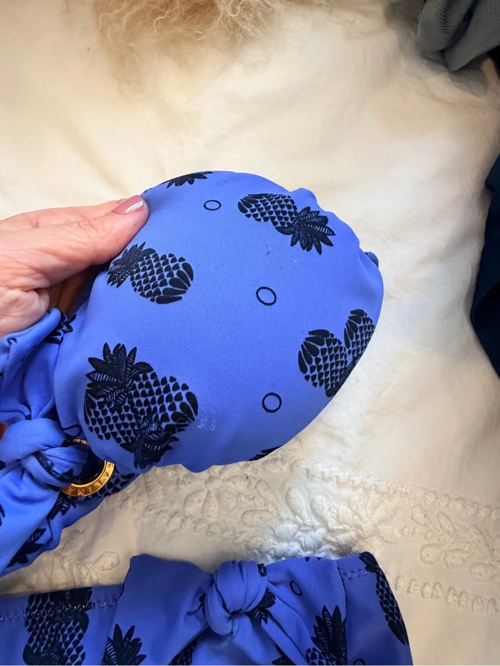 Salinas Blue Pineapple Bandeau Bikini Set Size 42/L NWT